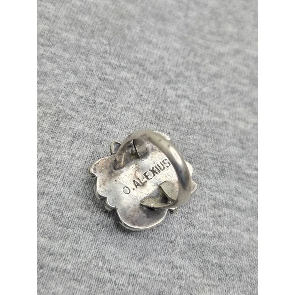 Oscar Alexius Navajo Sterling Silver Turquoise Ring Size 5.5 Vintage Signed 8g